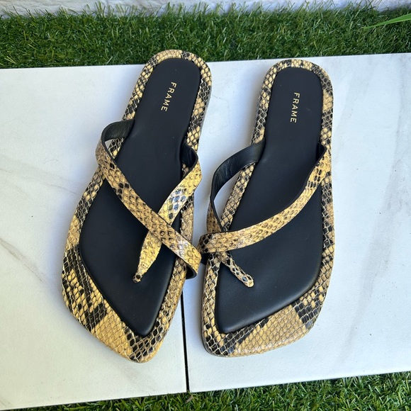 Frame Le Montauk Leather Cross Sandals python multi Size 38 like new - Picture 2 of 9